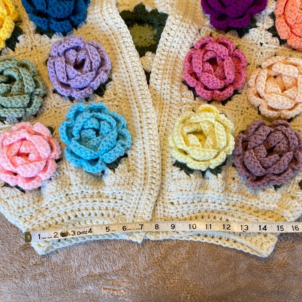 Handmade Crochet Flower Cardigan - Picture 9 of 11